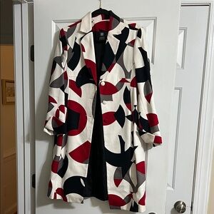 Lavie Boheme Red Black White Gray Collared Trench Button Down Jacket Size Small
